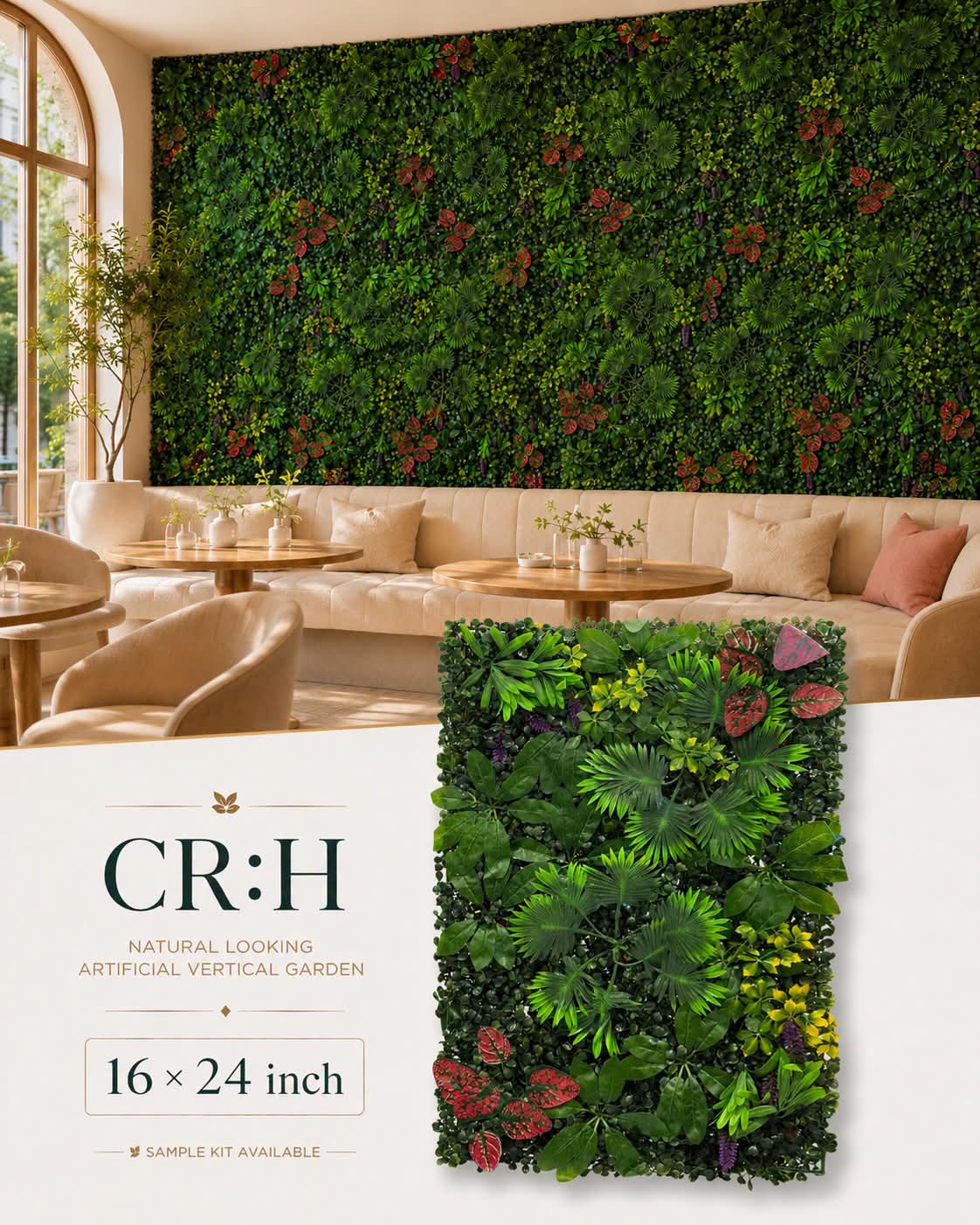 CR-H Artificial Grass Vertical Garden Sheet (Min 10pcs) (Size 16 x 24 Inches)
