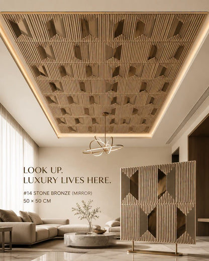 #14 Stone - 3D PVC Panel Stone (Mirror) - 5 colors option - (Size 50*50cm) - Min 10Pcs