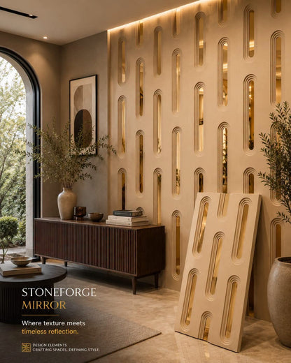 #StoneForge 109 Mirror - PU Panels Fluted Cutout Design- 40mm thickness - Size 2x4ft - 5 color options - Min 8Pcs