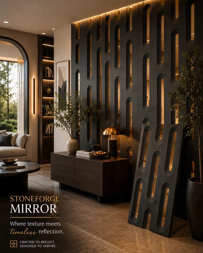 #StoneForge 109 Mirror - PU Panels Fluted Cutout Design- 40mm thickness - Size 2x4ft - 5 color options - Min 8Pcs