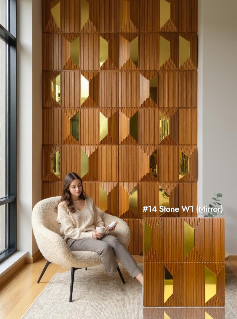 #14 Stone - 3D PVC Panel Stone (Mirror) - 4 colors option - (Size 50*50cm) SWASTIK CREATIONS The Trend Point