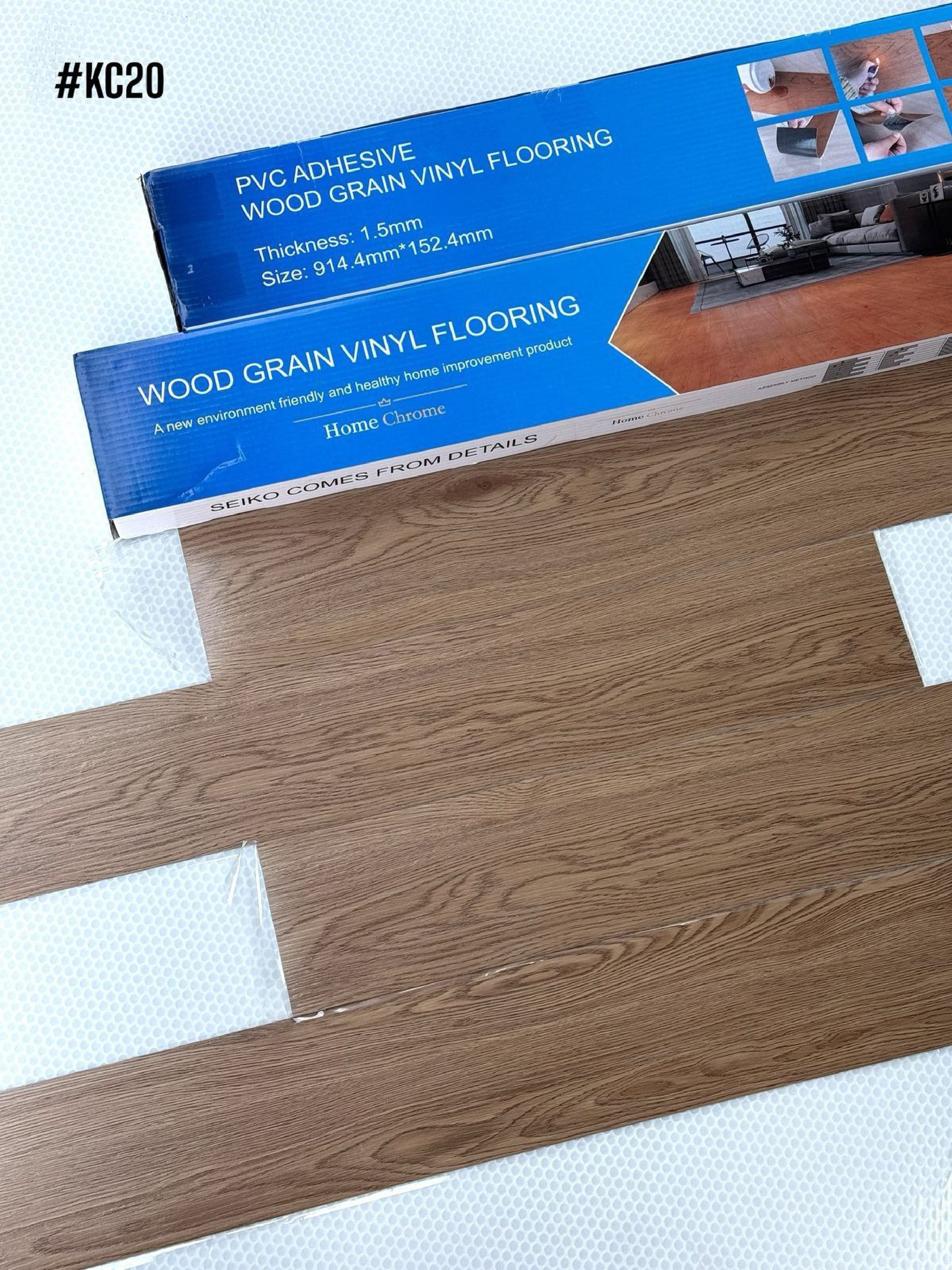 Self-Adhesive LVT PVC Plank Flooring (covers 54sqft per box) (8 colors option)