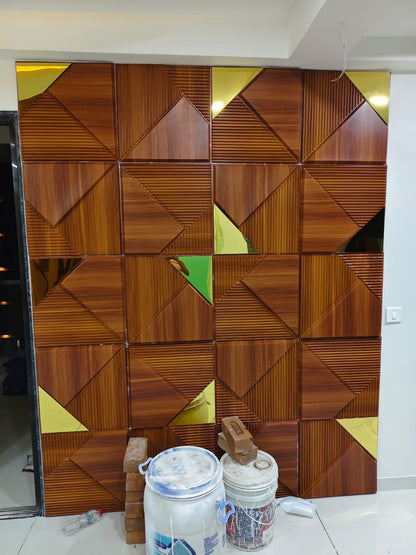 #22 Fin W1 - 3D PVC Brown Panel (Mirror) - (Size 50*50cm) (1 piece covers approx 2.5sqft)