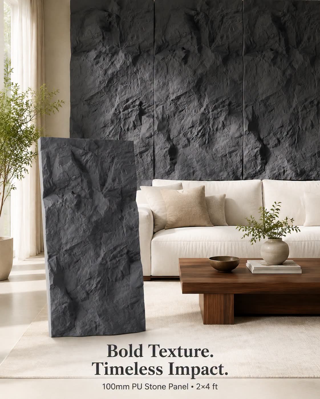 #StoneGuard101 - 100mm PU stone Panels (Size 2*4ft) - 5 colors option- Min 8Pcs