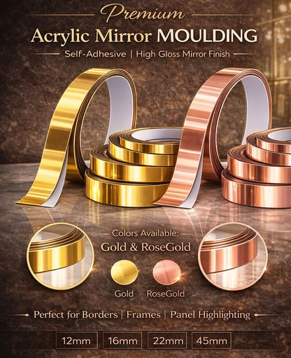 #Profile Tape - Self Adhesive Mirror Profile Acrylic Tape - 2 colors option (Length 8ft)