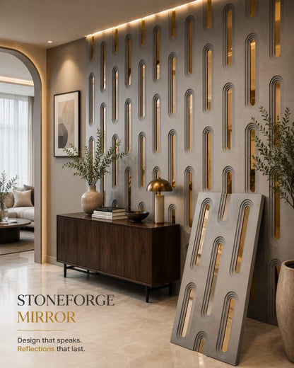 #StoneForge 109 Mirror - PU Panels Fluted Cutout Design- 40mm thickness - Size 2x4ft - 5 color options - Min 8Pcs