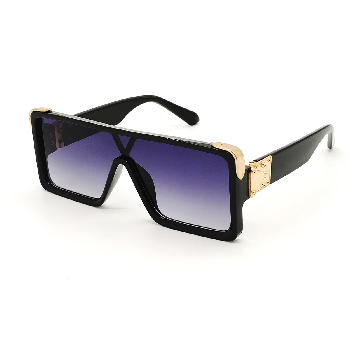 Black Manchester Square Sunglasses (SUN-LV-1258-BLK2GLD-BLK) SWASTIK CREATIONS The Trend Point