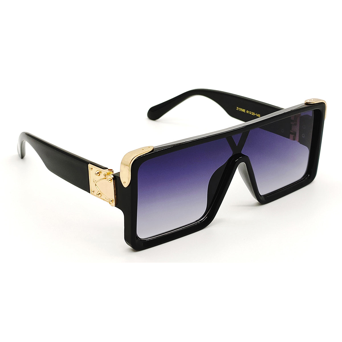 Black Manchester Square Sunglasses (SUN-LV-1258-BLK2GLD-BLK) SWASTIK CREATIONS The Trend Point