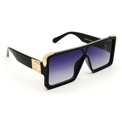 Black Manchester Square Sunglasses (SUN-LV-1258-BLK2GLD-BLK)