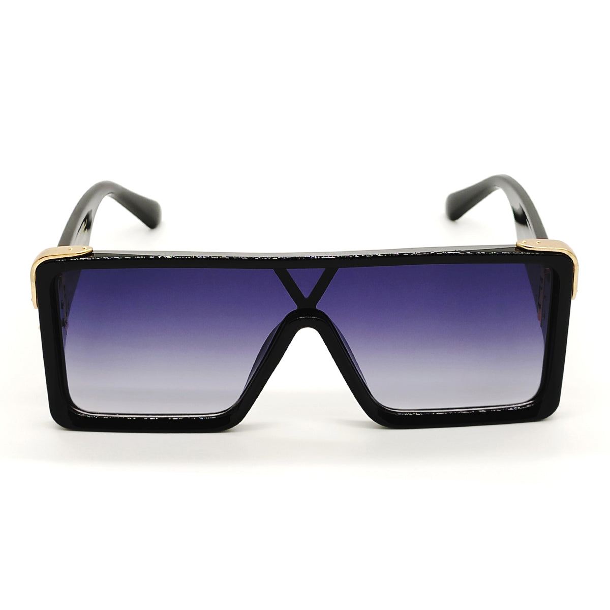 Black Manchester Square Sunglasses (SUN-LV-1258-BLK2GLD-BLK) SWASTIK CREATIONS The Trend Point