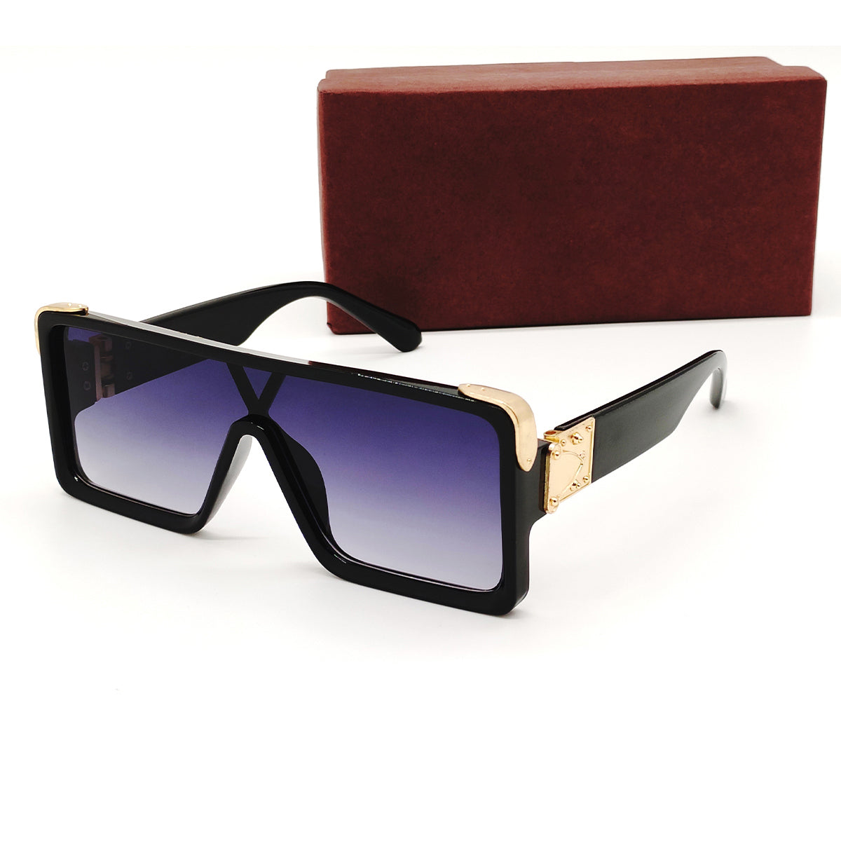 Black Manchester Square Sunglasses (SUN-LV-1258-BLK2GLD-BLK) SWASTIK CREATIONS The Trend Point