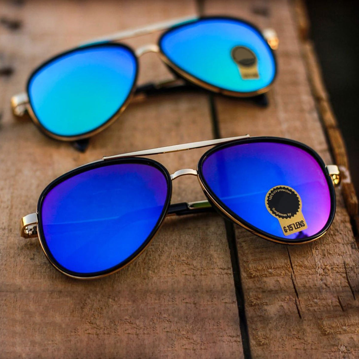 Frogurist 4414 Aviator Sunglasses (SUN-RN-4414-BLU3GLD-M) SWASTIK CREATIONS The Trend Point