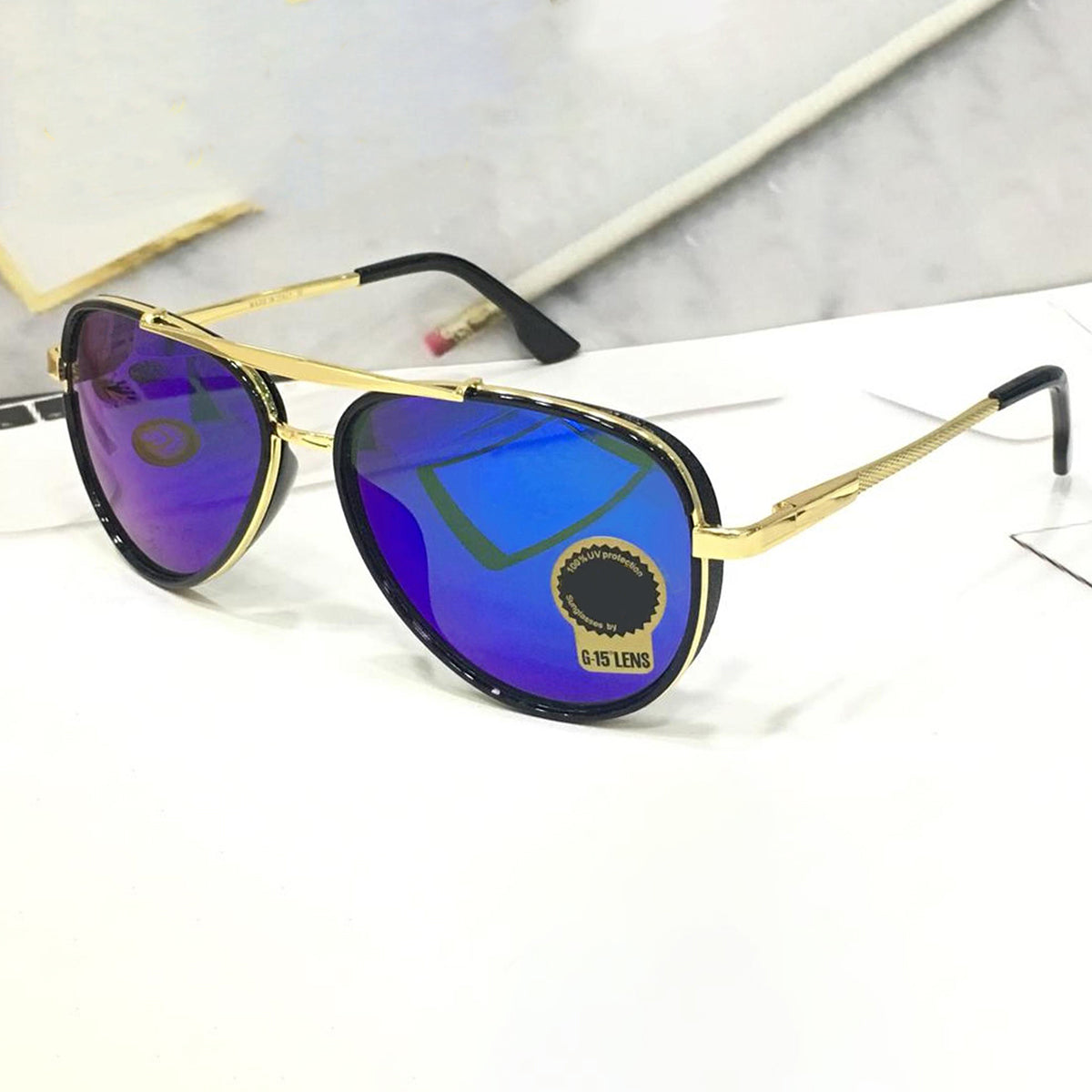 Frogurist 4414 Aviator Sunglasses (SUN-RN-4414-BLU3GLD-M) SWASTIK CREATIONS The Trend Point