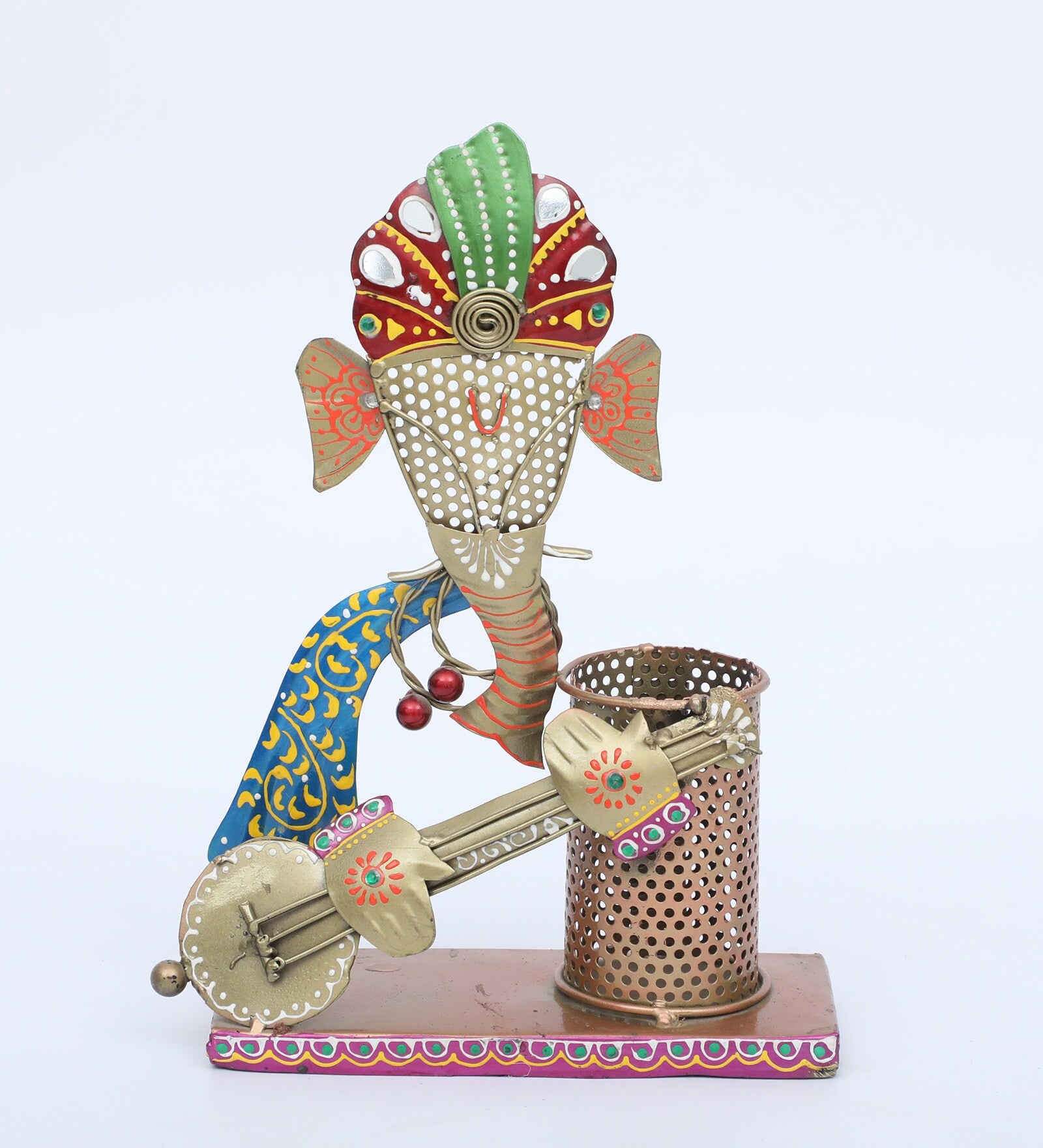 Ganesha Multicolour Metal Pen Holder