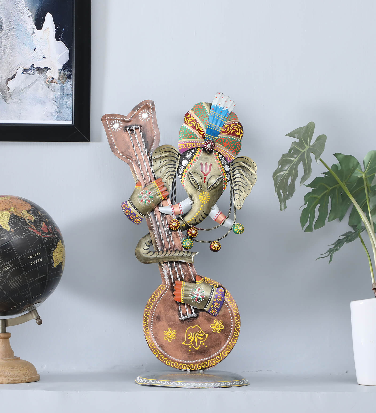 Ganesh Stand Multicolour Iron Idol