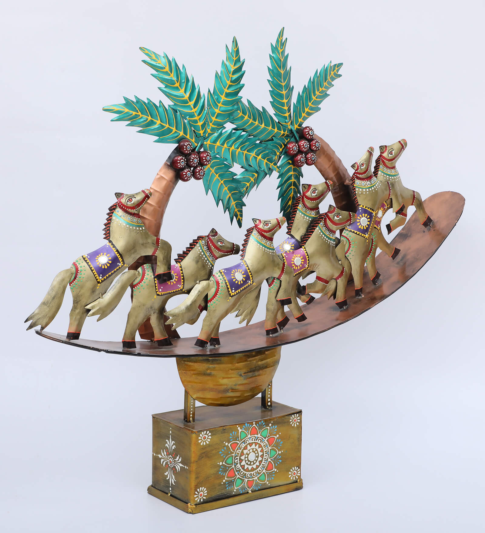 Running Horse Multicolour Iron Figurine