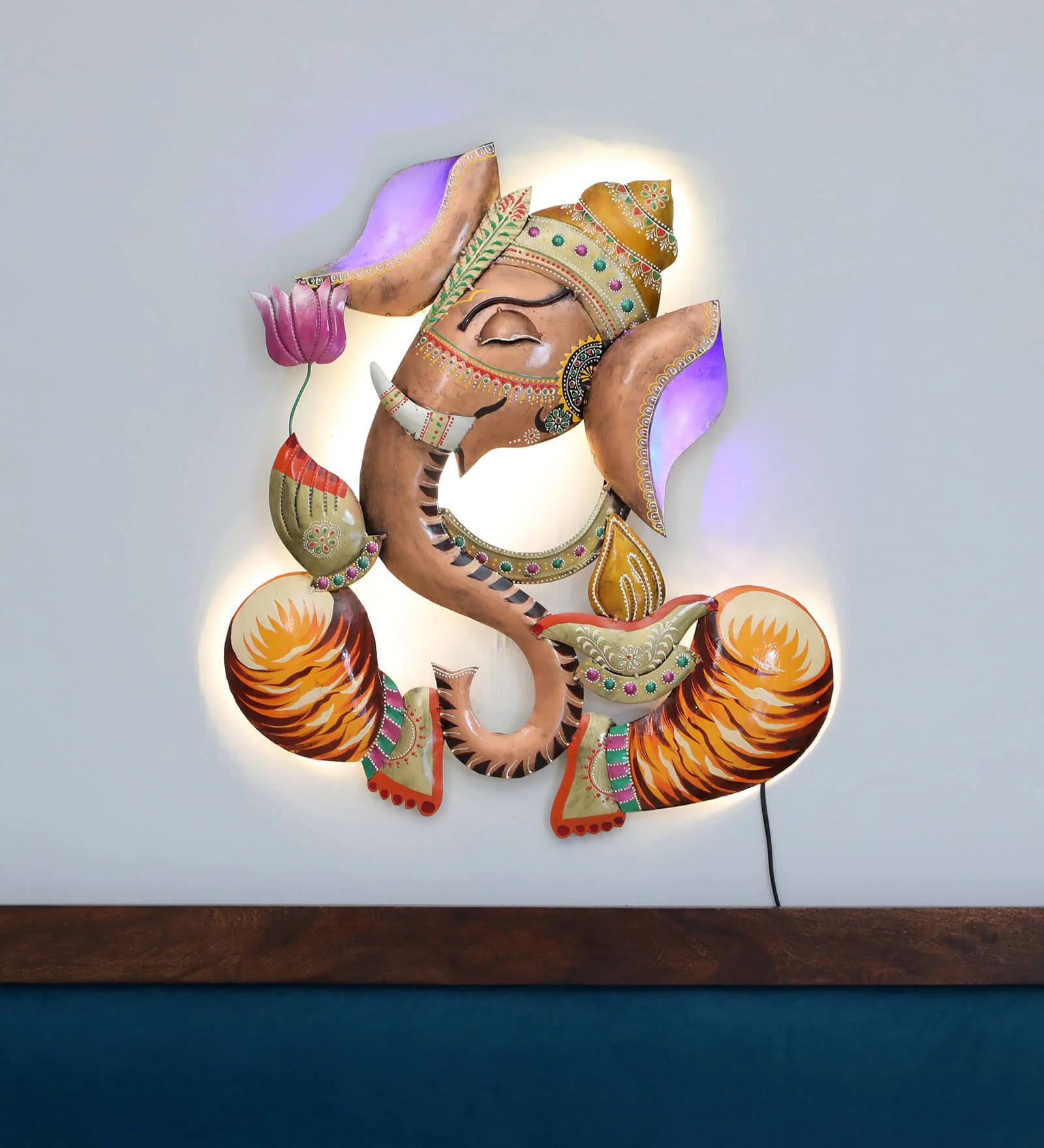 Decorative Ganesh Multicolour Iron Wall Art