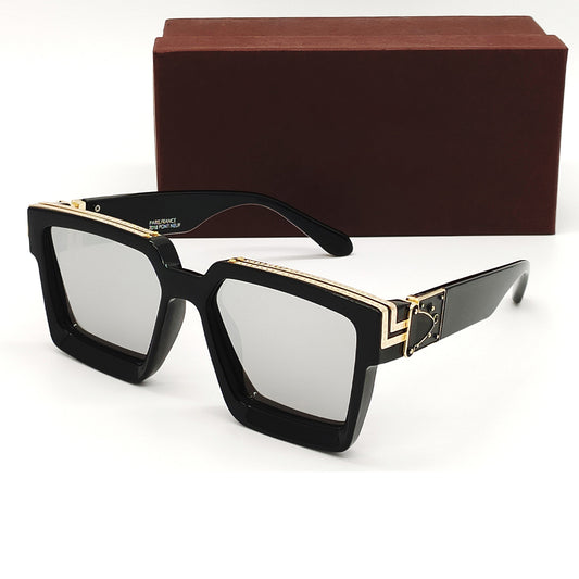 Silver ASTROINER Square Sunglasses (SUN-LV-96006-SIL3GLD-BLK)