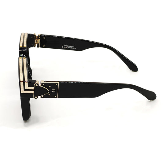 Silver ASTROINER Square Sunglasses (SUN-LV-96006-SIL3GLD-BLK)