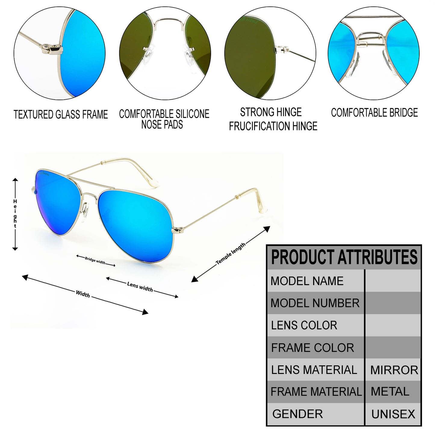 Blue Armstoner Aviator Sunglasses (SUN-LK-3026-AQB3SIL-M) - SWASTIK CREATIONS The Trend Point SWASTIK CREATIONS The Trend Point