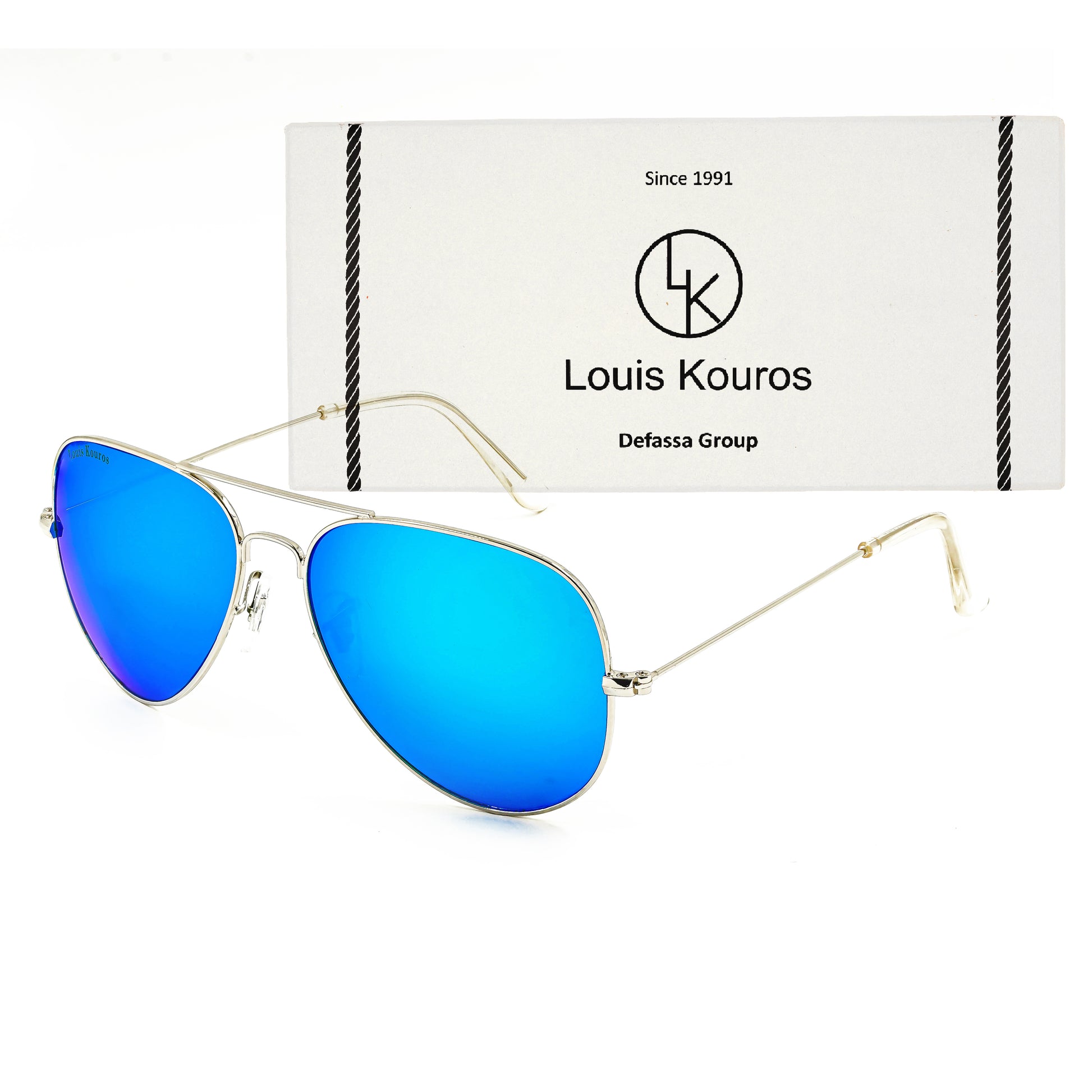 Blue Armstoner Aviator Premium Sunglasses (SUN-LK-3026-AQB3SIL-M)