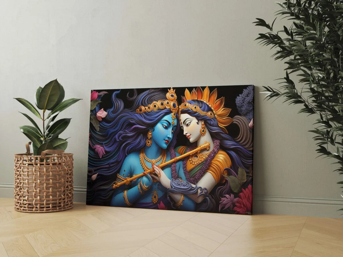 CH-RK-LDP2 Radha Krishna Canvas Paintings For Wall Decoration For Living Room Bedroom Home Office & Hotels SWASTIK CREATIONS The Trend Point