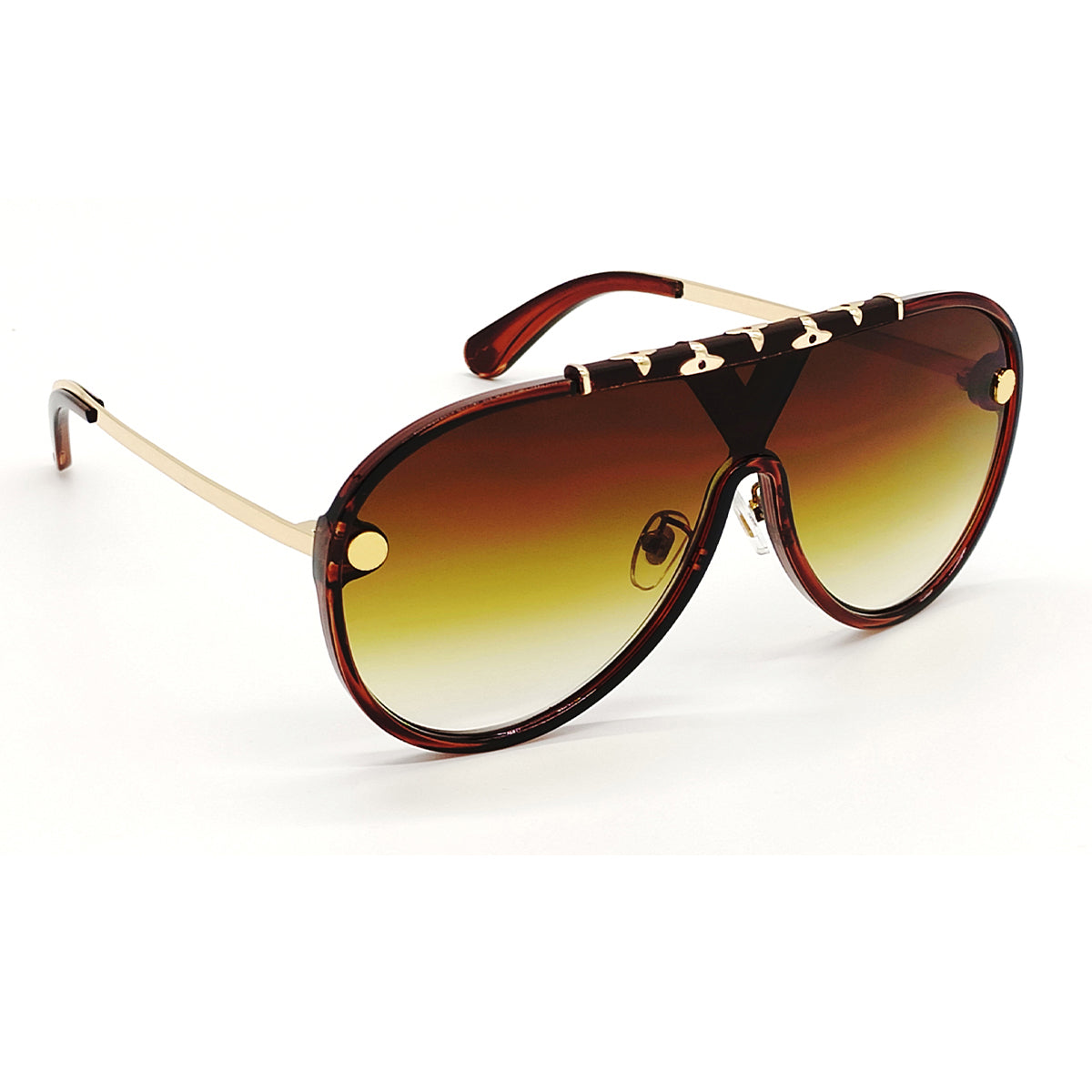 Brown portofino Aviator Sunglasses (SUN-LV-1058-BRN2GLD) SWASTIK CREATIONS The Trend Point