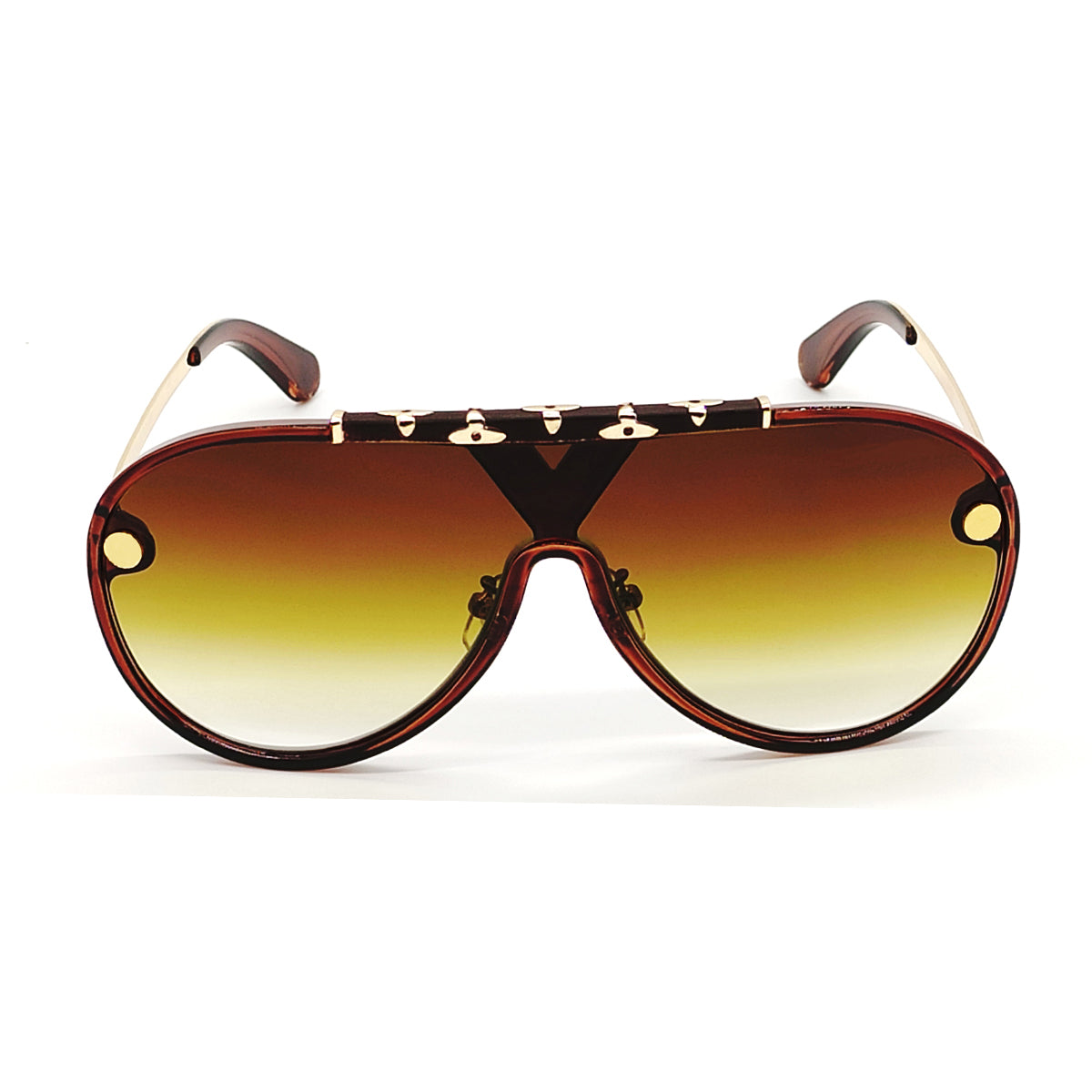 Brown portofino Aviator Sunglasses (SUN-LV-1058-BRN2GLD) SWASTIK CREATIONS The Trend Point