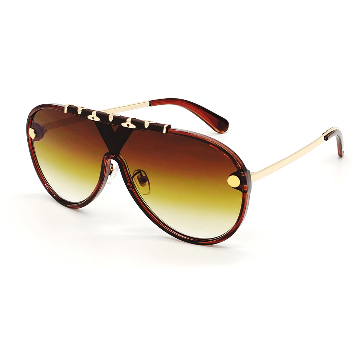 Brown portofino Aviator Sunglasses (SUN-LV-1058-BRN2GLD) SWASTIK CREATIONS The Trend Point