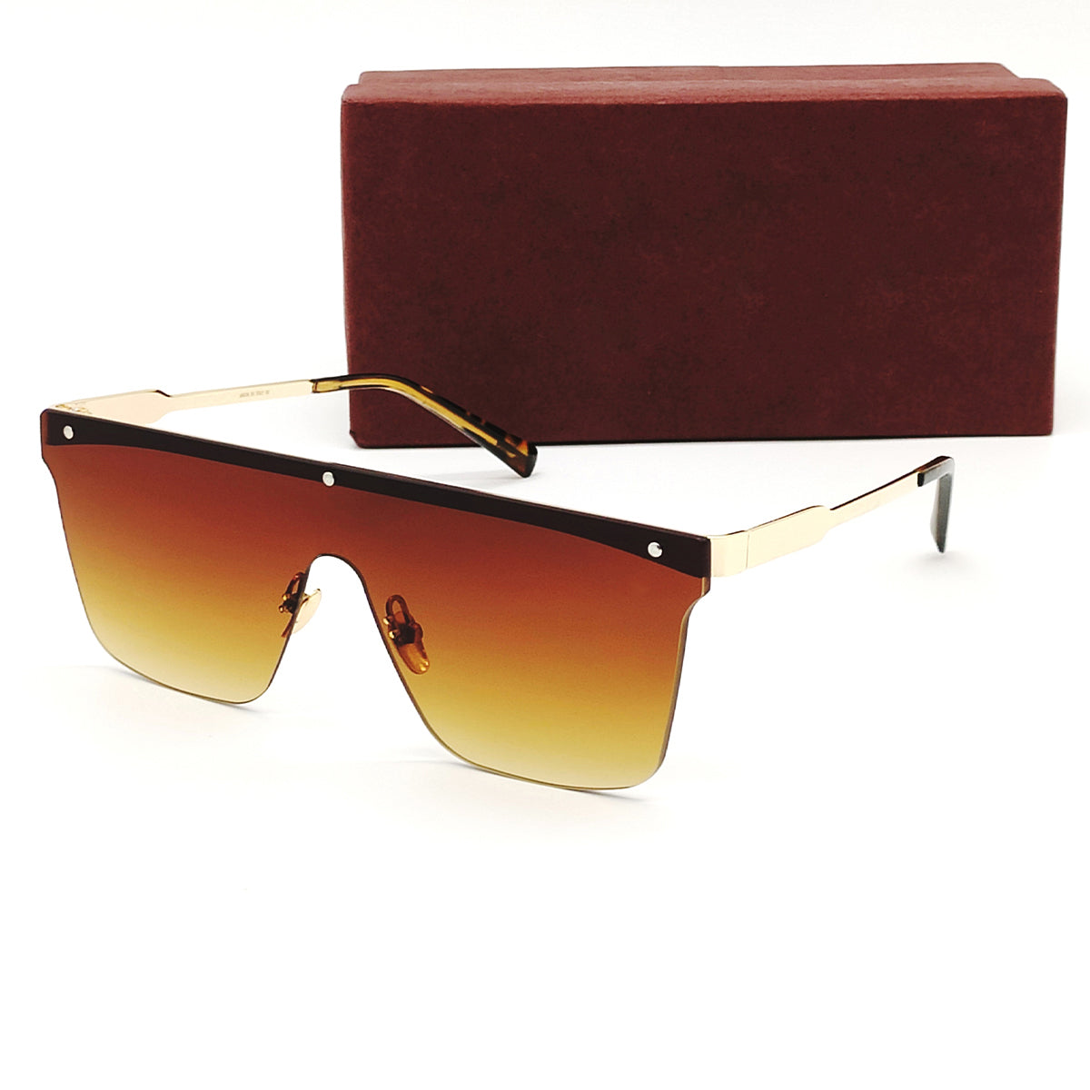 Brown Roma Square Sunglasses (SUN-LV-0909-BRN2GLD-LEOPARD) SWASTIK CREATIONS The Trend Point