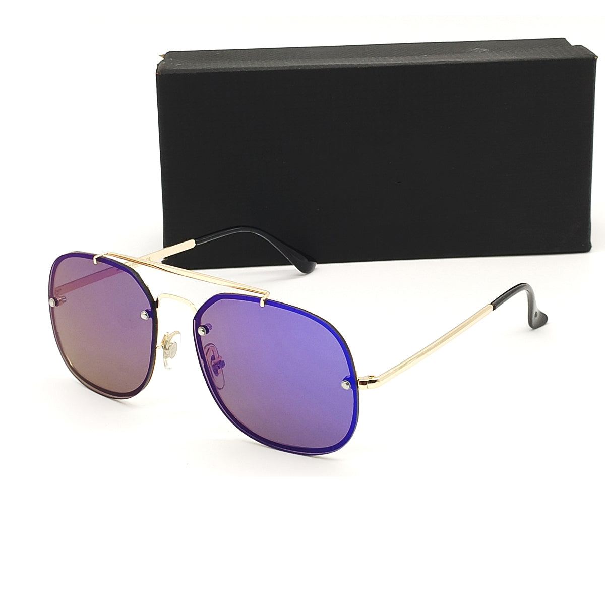 3583 Berlinetta Square Sunglasses (SUN-RN-3583-BLU3GLD) SWASTIK CREATIONS The Trend Point