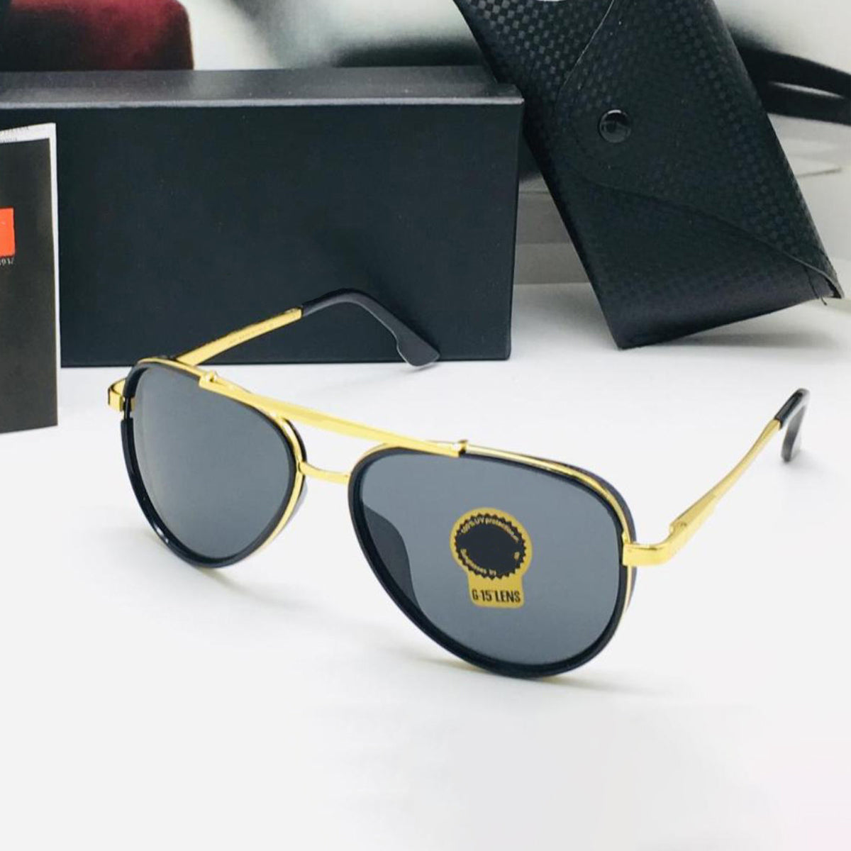 Frogurist 4414 Aviator Sunglasses (SUN-RN-4414-BLK1GLD-M) SWASTIK CREATIONS The Trend Point