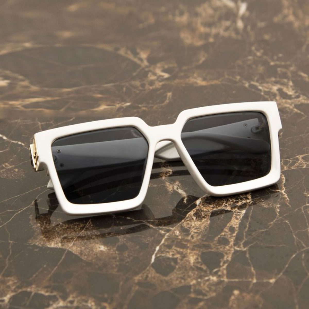 Black ASTROINER Square Sunglasses (SUN-LV-96006-BLK1GLD-WHITE) SWASTIK CREATIONS The Trend Point