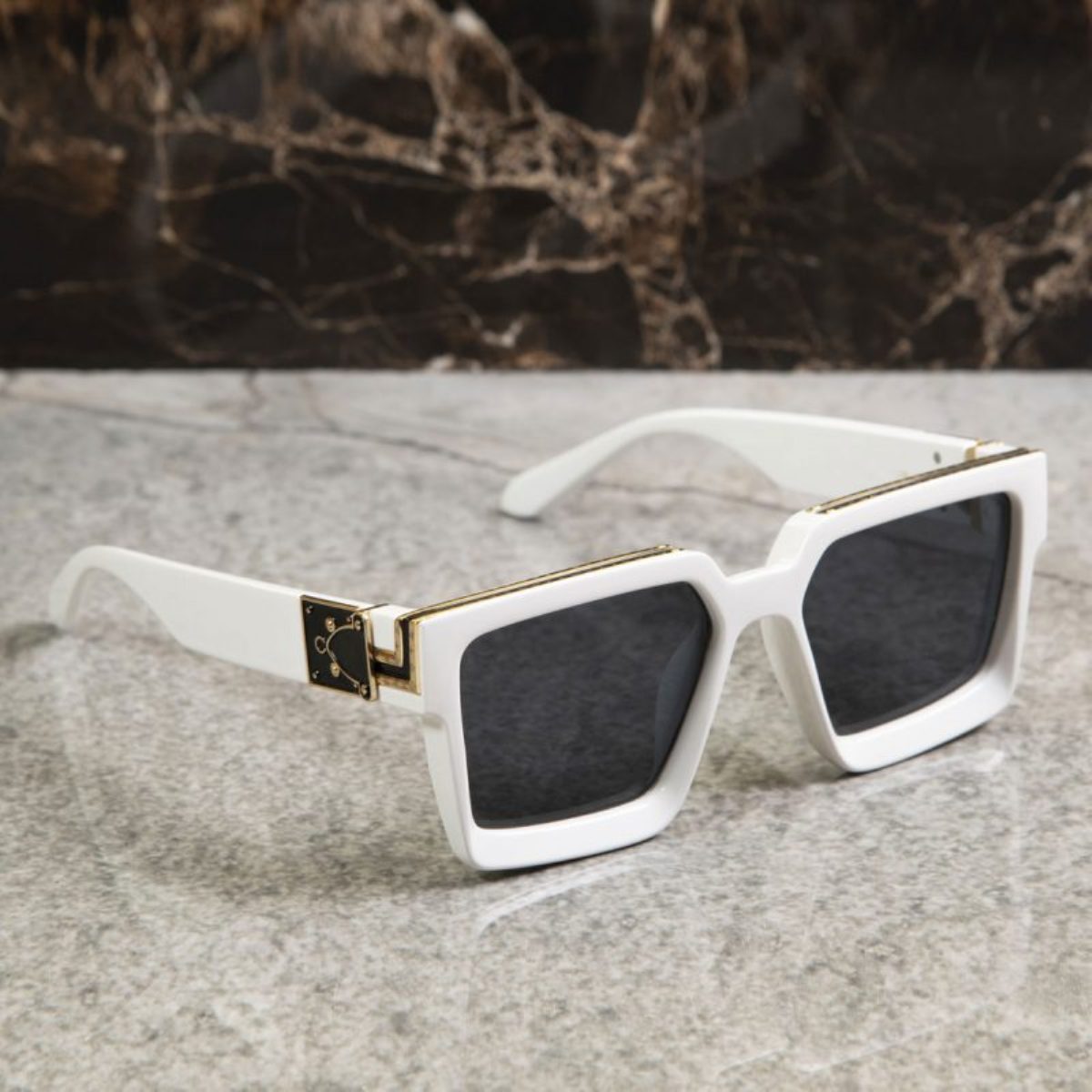 Black ASTROINER Square Sunglasses (SUN-LV-96006-BLK1GLD-WHITE) SWASTIK CREATIONS The Trend Point