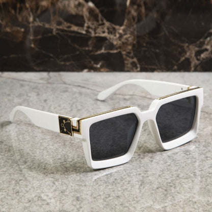 Black ASTROINER Square Sunglasses (SUN-LV-96006-BLK1GLD-WHITE)