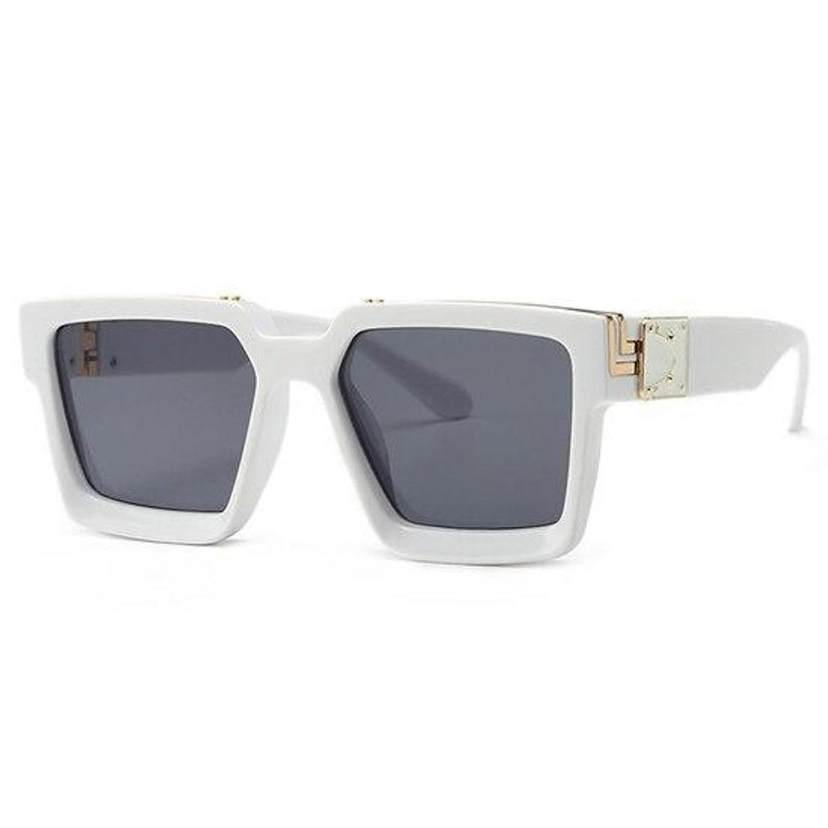 Black ASTROINER Square Sunglasses (SUN-LV-96006-BLK1GLD-WHITE)