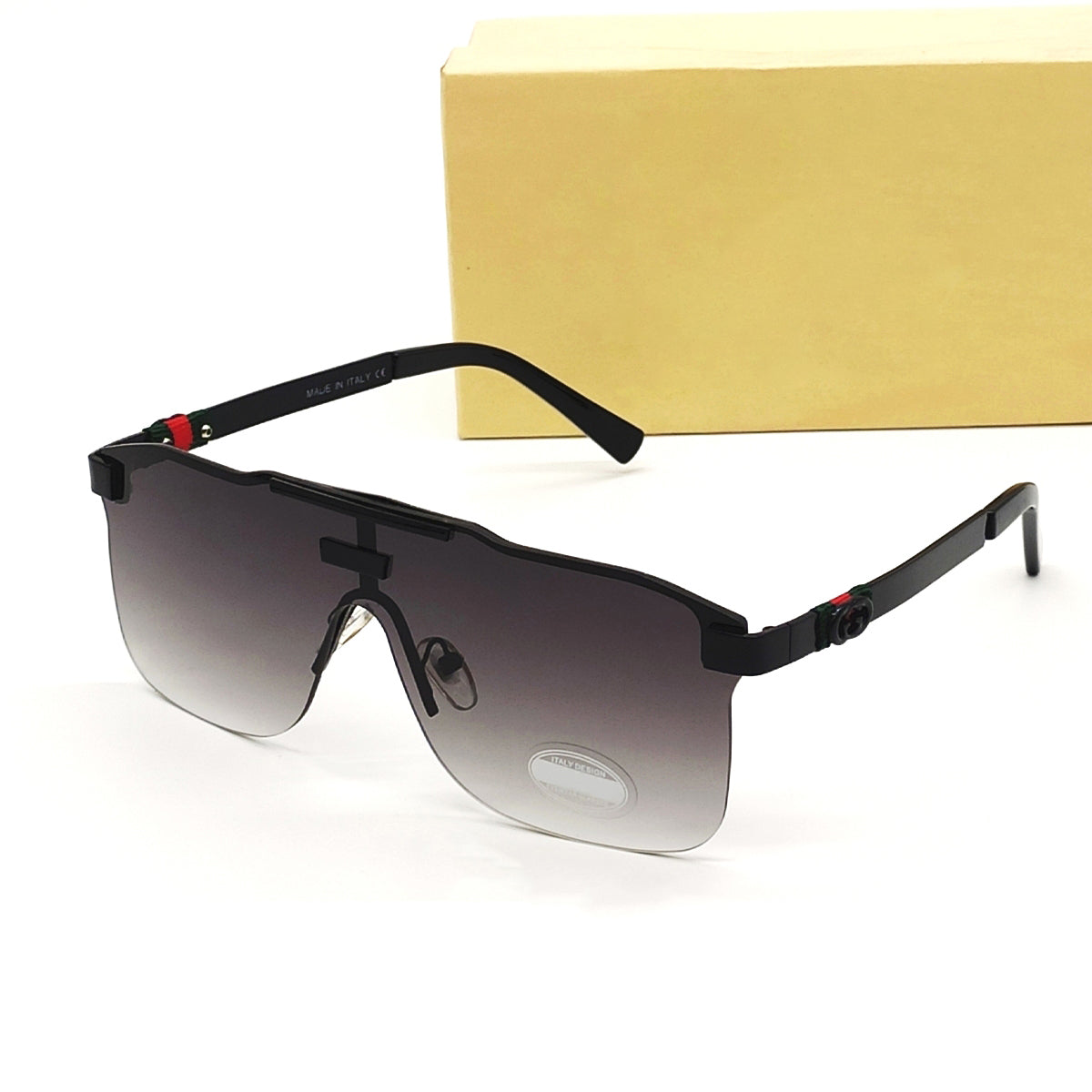 Black Countryman Square Sunglasses (SUN-GC-3808-BLK2BLK-BLK)