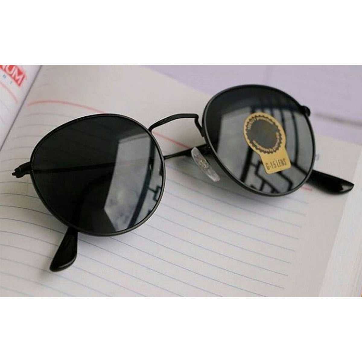 Black Nubelight Round Sunglasses (SUN-RN-3447-BLK1BLK-M) SWASTIK CREATIONS The Trend Point