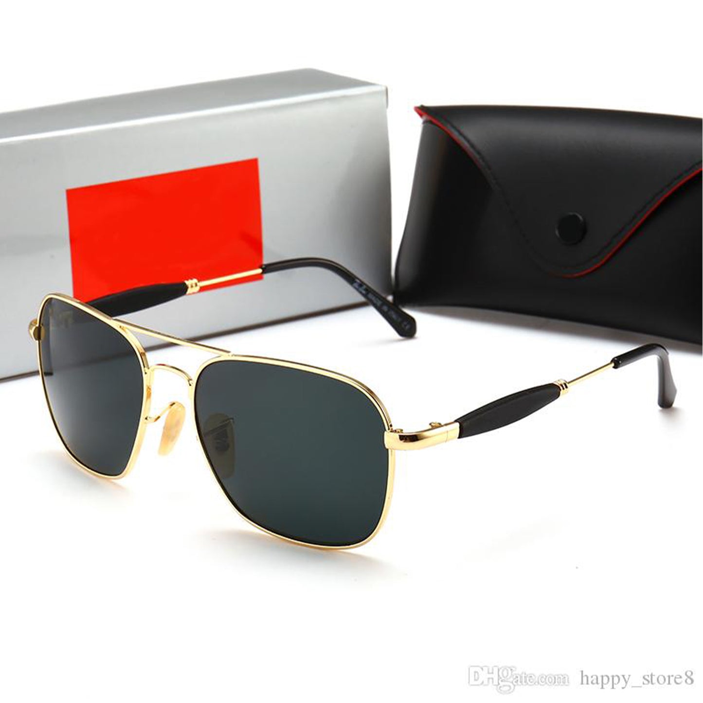 Black Alicent Square Sunglasses (SUN-RN-1208-BLK1GLD-M) SWASTIK CREATIONS The Trend Point