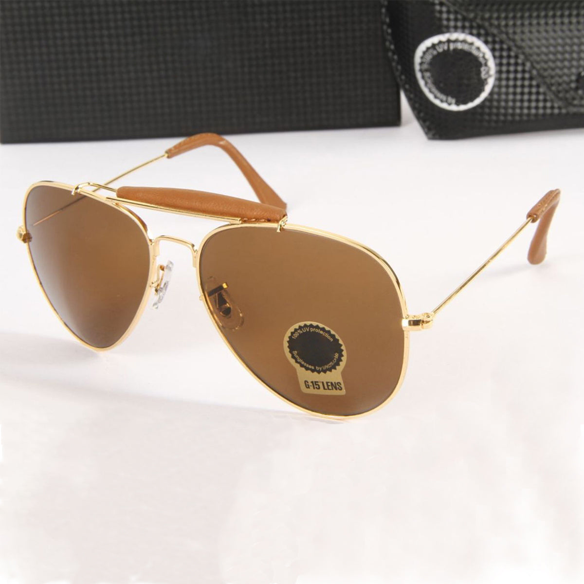 Brown Novaper Aviator Sunglasses (SUN-RN-3422-BRN1GLD-M) SWASTIK CREATIONS The Trend Point