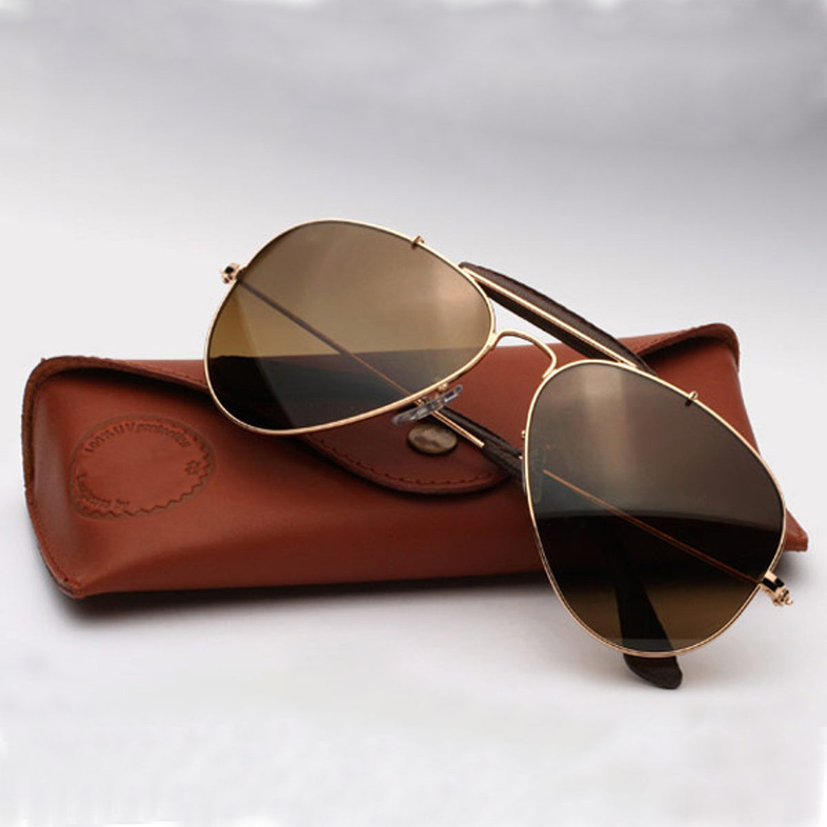 Brown Novaper Aviator Sunglasses (SUN-RN-3422-BRN1GLD-M) SWASTIK CREATIONS The Trend Point