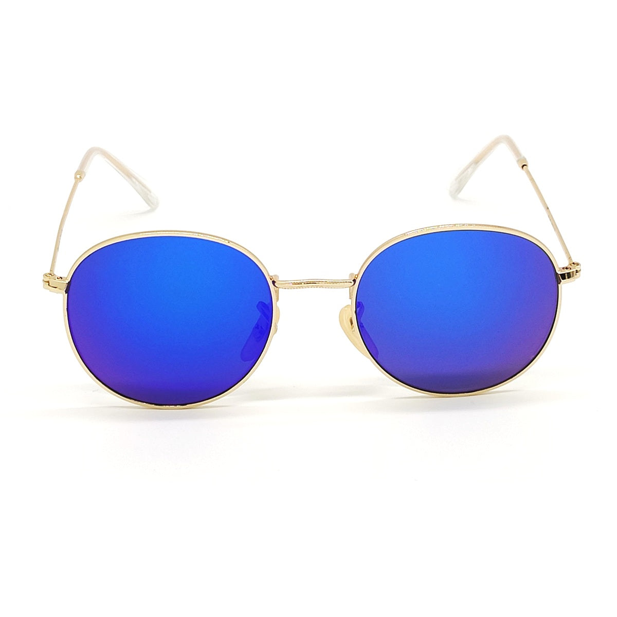 Blue Nubelight Round Sunglasses (SUN-RN-3447-BLU3GLD-M) SWASTIK CREATIONS The Trend Point