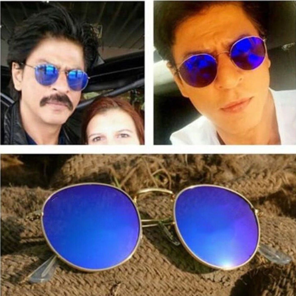 Blue Nubelight Round Sunglasses (SUN-RN-3447-BLU3GLD-M) SWASTIK CREATIONS The Trend Point