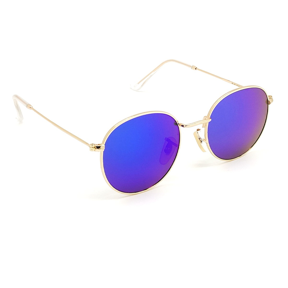 Blue Nubelight Round Sunglasses (SUN-RN-3447-BLU3GLD-M) SWASTIK CREATIONS The Trend Point