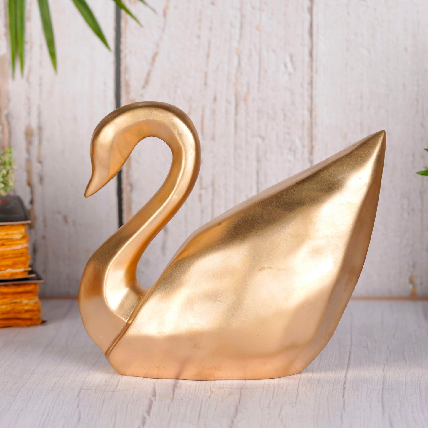 Swastik Creations Golden Polyresin Swan Figurine - Ideal for Indoor/Outdoor Decor a Item,Home Decor,Table Decor,Decoration Ornament SWASTIK CREATIONS The Trend Point