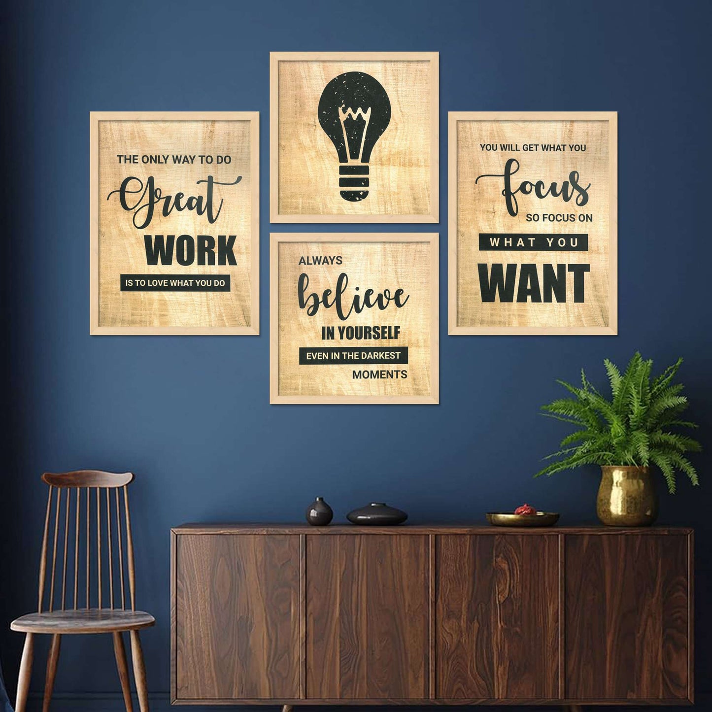 Swastik Trend Point Motivational Quotes Framed Painting For Living Room Bedroom Office | Nature Inspire Painting With Frame | Painting For Wall Decoration Set of 4 SWASTIK CREATIONS The Trend Point