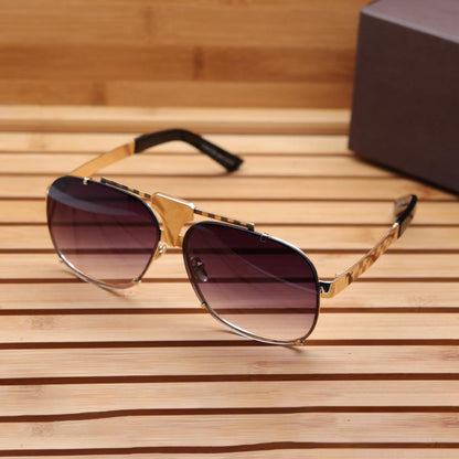 Black maranello Square Sunglasses (SUN-LV-7026-BLK2GLD)