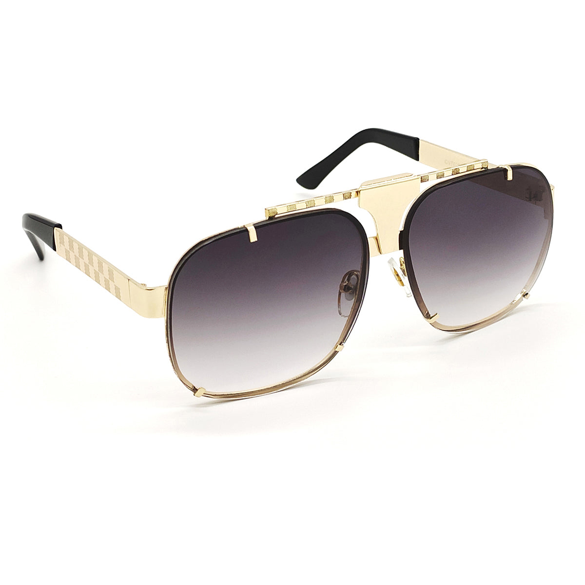 Black maranello Square Sunglasses (SUN-LV-7026-BLK2GLD) SWASTIK CREATIONS The Trend Point