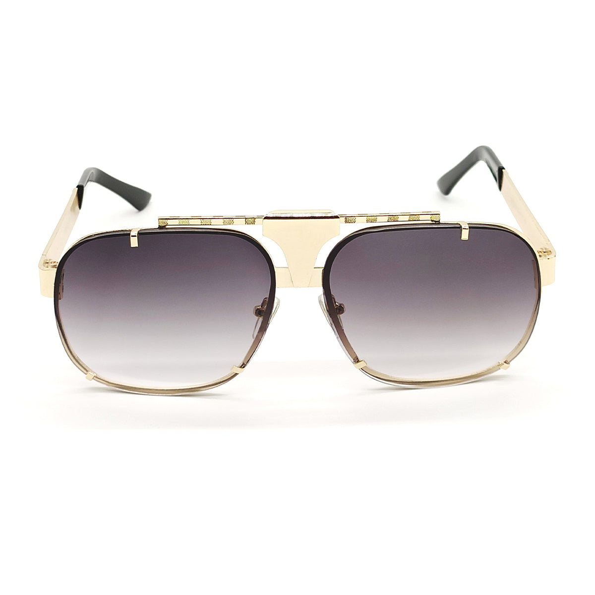 Black maranello Square Sunglasses (SUN-LV-7026-BLK2GLD)