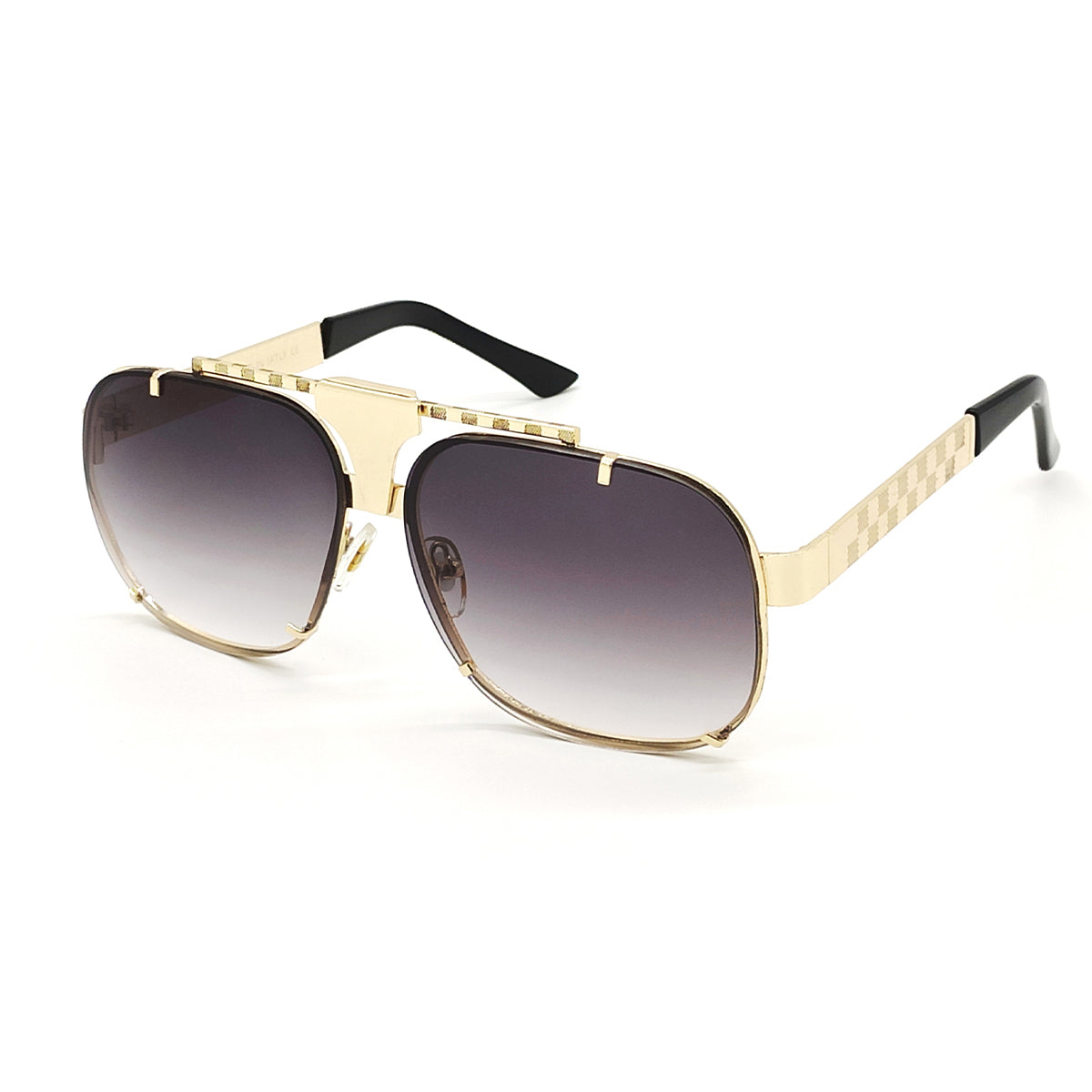 Black maranello Square Sunglasses (SUN-LV-7026-BLK2GLD) SWASTIK CREATIONS The Trend Point